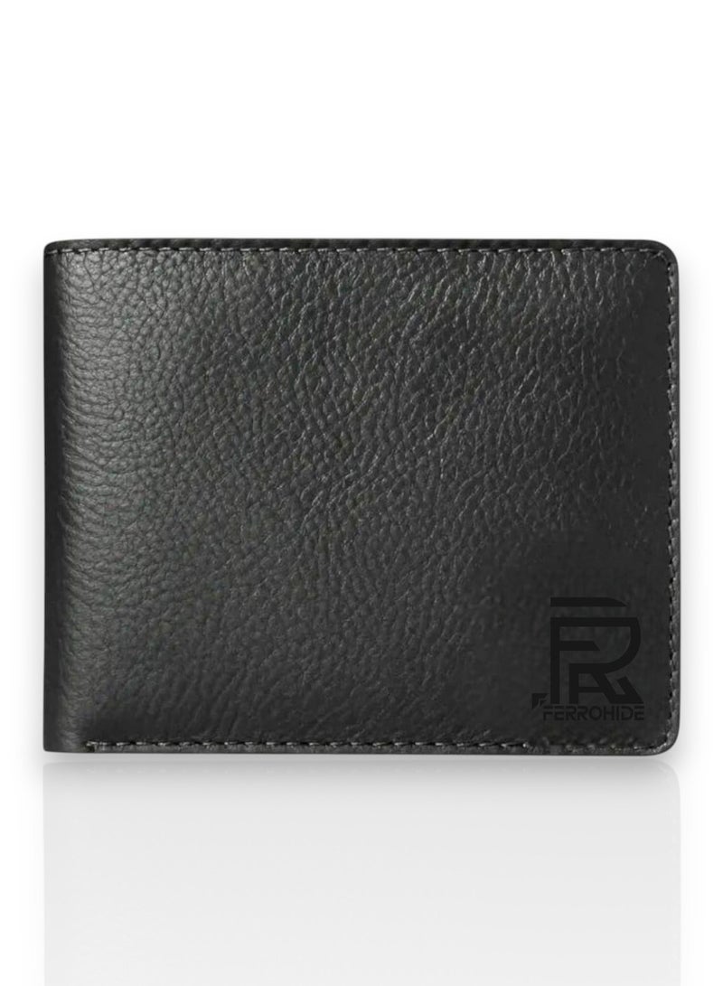 FERROHIDE Men’s Slim Leather Wallet – Classic Black Bifold Wallet with Multiple Card Slots & Cash Compartment – Minimalist Design for Daily Use - Image 1
